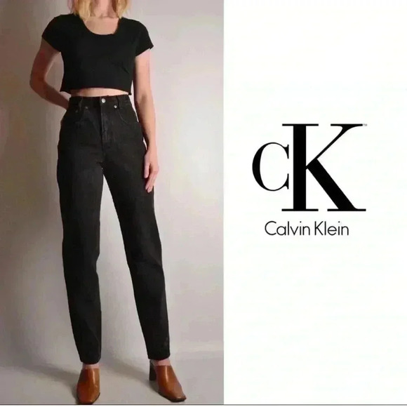 Vintage Calvin Klein High Waisted Mom Jeans Black Sz 2 - Picture 1 of 10